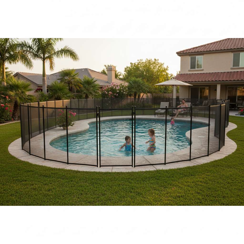 Cerca de seguridad para niños instalada en piscina residencial